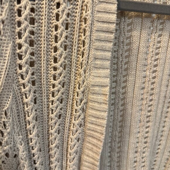 Croft & Barrow Crochet Beige Cropped Short Sleeved Cardigan-Size 1X - Picture 3 of 5